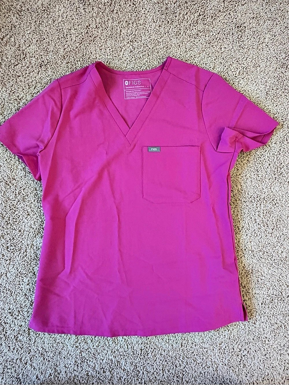 FIGS Catarina One-Pocket Scrub Top Pink XS